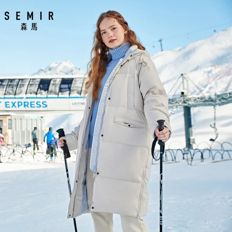 Goede SEMIR Eend Donsjack Vrouwen Winter 2019 Bovenkleding Jassen Vrouwelijke Lange Casual Licht ultra dunne Warm donsjack merk