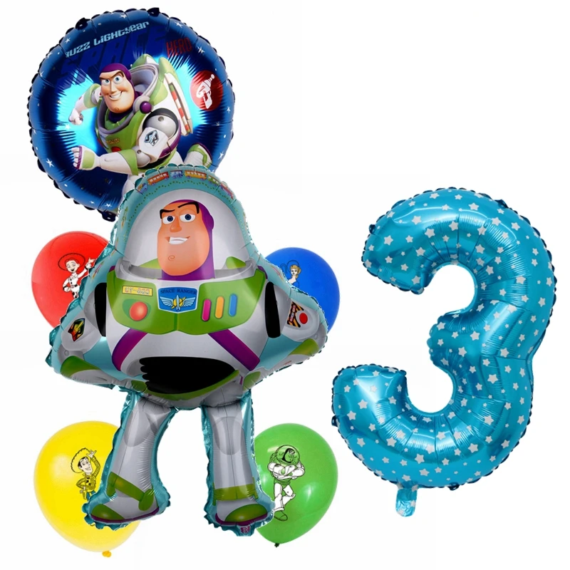 Toy Story Buzz Lightyear Printing Latex Foil Balloon 32inch Number Kids Favor Birthday Party Decor 7pcs/Suit Inflatable Supplies | Дом и сад
