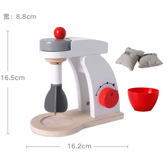 Wooden Kitchen Toy Wooden Coffee machine Toaster Machine Food Mixer for kids Pretend Play Early Learning Educational Toy - Цвет: Food mixer set
