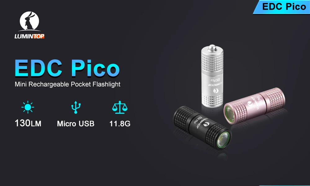 LUMINTOP EDC Pico 130LM USB Перезаряжаемый Фонарик Twristy Мини светодиодный брелок для ключей Мини фонарик карманный маленький уплотнительное кольцо лампа