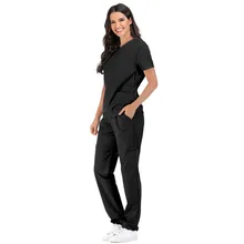 Laboratory-Suit Pants Tops Working-Uniform-Set Workwear Health Nursing Women V-Neck Short-Sleeve