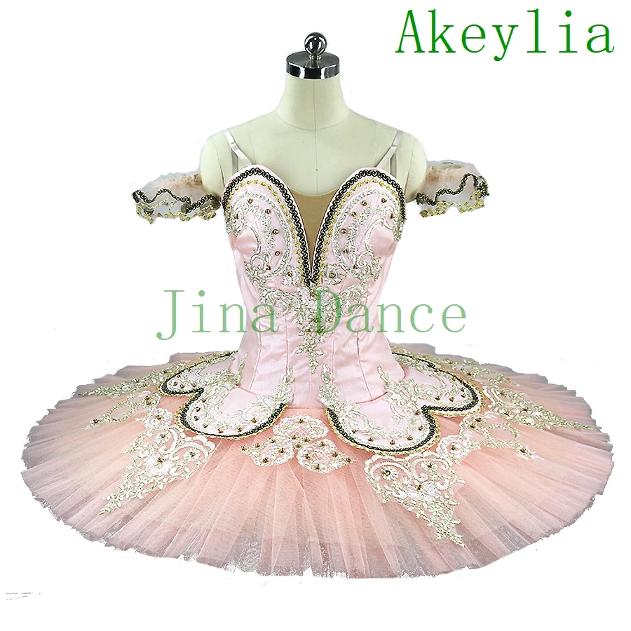 Adult Sleeping Beauty Peach Pink Professional Ballet Tutu Girls Classical Ballet Tutu Professional Adult pancake Tutu Ballet