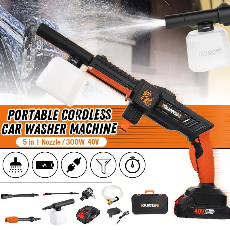 GUANXIN 40V 4000mAh High Pressure Washer Machine Handheld Auto Spray Powerful Car Washer Garden Water Pump For Makita Battery