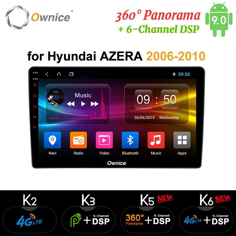 Автомагнитола Ownice K1 K2 K3 8 ядер 32 Гб ПЗУ Android 9 0 для Hyundai Azera 2006 2007 2008 2009 2010 с
