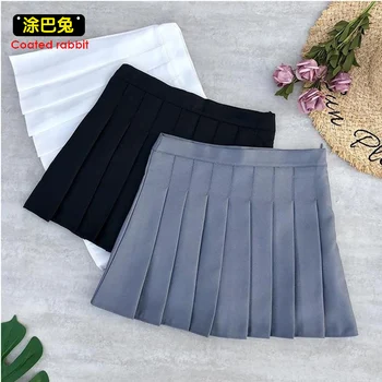 

CR Women Pleated Skirt Harajuku Preppy Style Solid Skirt Mini Cute Japanese School Uniforms Ladies Jupe Kawaii Skirt Saia Faldas
