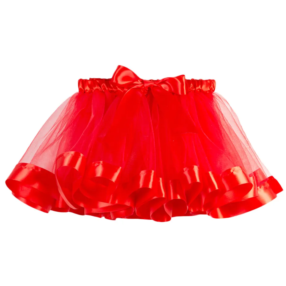 Red Г.; модные однотонные новогодние юбки для маленьких детей; юбка для свадьбы; юбки для выступлений с цветочным принтом для девочек; новое поступление - Цвет: Red
