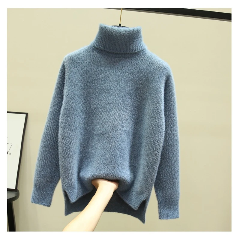 KAYOULAI Sweater Women High Collar Imitation Swater Velvet White Thick Chenille Pullover High Quality Jersey Mujer