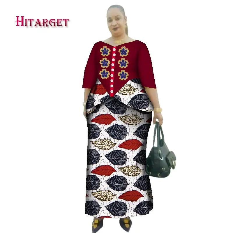 Hitarget, новинка, африканская восковая одежда с принтом для женщин, Дашики, традиционный хлопковый топ, юбка, набор из 2 частей, Дашики, платье, WY2638 - Цвет: 15