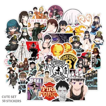

50Pcs/Set Cartoon Fire Force Anime Stickers Waterproof Skateboard Motorcycle Guitar Luggage Laptop Bicycle Sticker Kids Toys