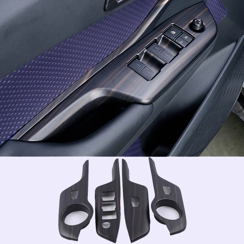 

For Toyota C-HR CHR 2016 2017 2018 2019 Wood Style ABS Accessories Interior Car Door Window Lift Regulator Cover Trim 4PCS