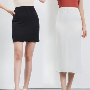 

Summer new modal women's skirt anti-light base lining skirt short / long bag hip solid color skirt