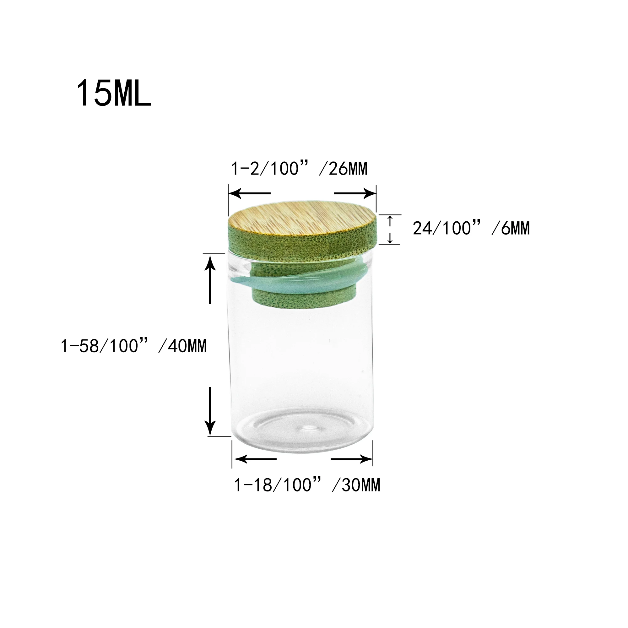 50pcs 15ml 30x40mm Glass Bottle With Bamboo Cap Glass Bottles Liquid Food Grade Tea Liquorice Candy Saffron Jars Vials 3