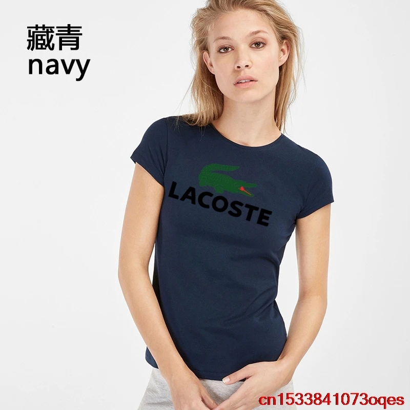 Lacoste- New Original Brand T Shirt Women Tops Summer Short Sleeve Fashion T-shirt 100% Cotton Tshirt 2LA20