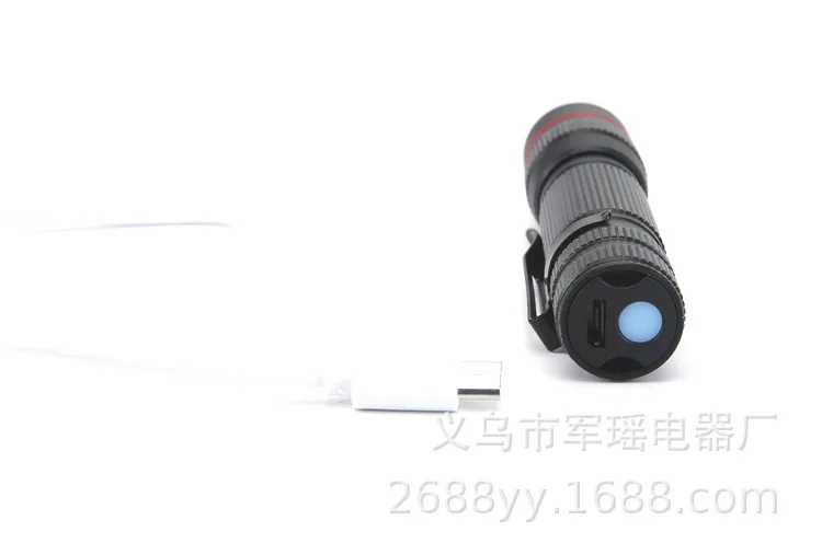 Фонарик с мини-зумом блики USB зарядное устройство Встроенный 14500 Телескопический Фокусируемый портативный светильник с держателем фонарик