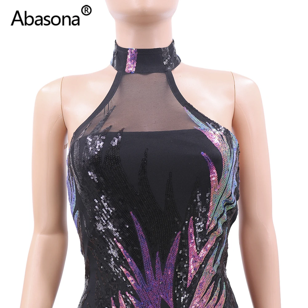 Abasona, весеннее, женское, летнее, без рукавов, с разрезом, сексуальное, облегающее, миди платье, из прозрачной сетки, обтягивающие, с блестками, платья для вечеринки, ночного клуба