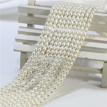 

wholesale 5 Strands Rice freshwater pearl strand 3.5-4mm 3A white pearl strands loose beads women lady jewelry