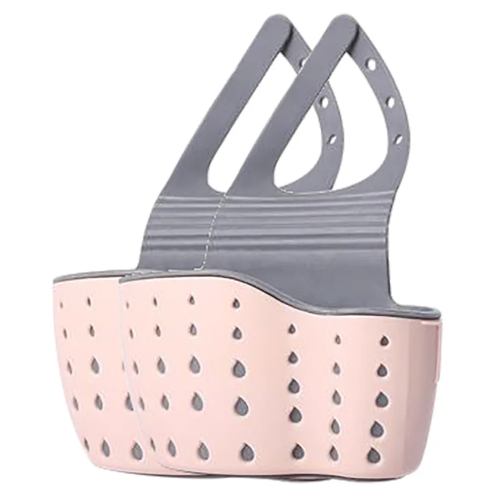 2pcs Kitchen Organizer Sponge Storage Hanging Basket Drainer Kitchen Sink Adjustable Snap Sink Rack Hanging Kitchen Holder new
