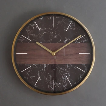 

Metal Simple Wall Clock Creative Modern Quartz Light Luxury Marble Wall Clock Nordic Design Reloj Pared Industrial Decor BE50wc