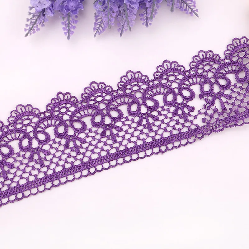 Lace Fabric Colourful Hollow Embroidered Lace Trim Ribbons DIY Sewing Handmade Craft Materials Clothes Accessories
