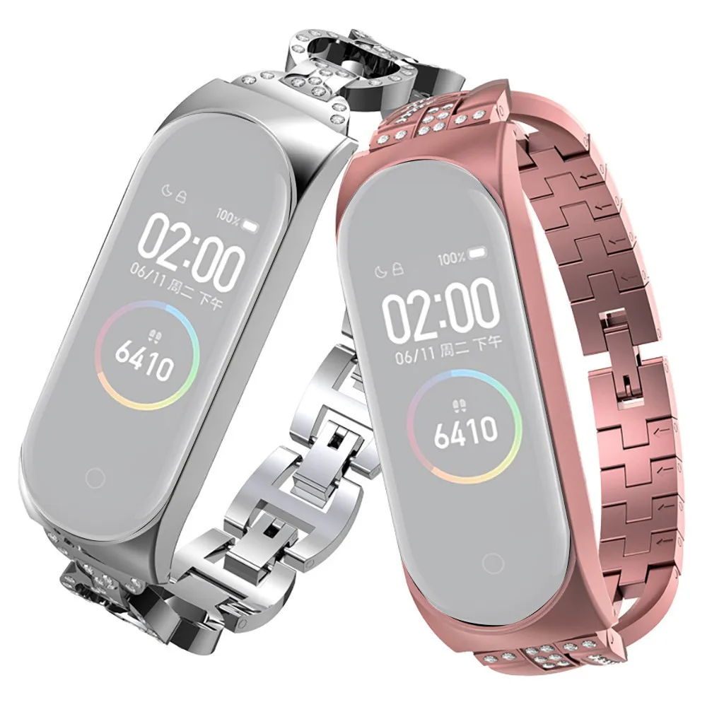 Ремешок из нержавеющей стали для xiaomi mi band 4 металлический ремешок часов смарт