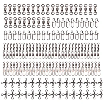 

150pcs/Box Fishing Swivel Snaps Connector Set Stainless Steel Swivels Fishing Line Connector Snaps High Strength Solid Rings