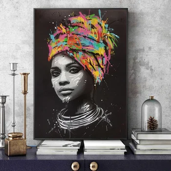 

New Graffiti Street Wall Art Abstract Modern African Women Wall Art African American Black Abstract Portrait Art Canvas Painting