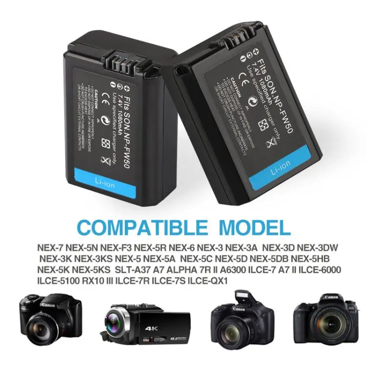 Аккумулятор для Alpha a6500 a6300 a6000 a5000 a3000 1080 мАч|np fw50|battery for sonynpfw50 battery |
