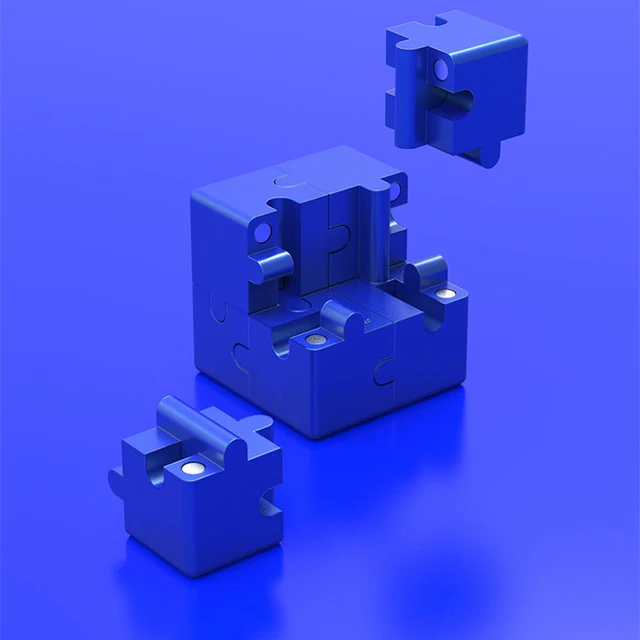 3D Aluminum Alloy Puzzle Magic Cube Fidget Toys Portable Magnetic Metal 3D Jigsaw Infinite magic Cube for Kids Education Toys 6