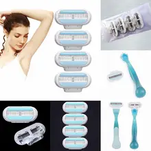 4Pcs Compatible MACH Manual Three-layer Razor Blade Shaver for Womens Razor Holder Tool Razor Holder Quick Hair Styler for Girl
