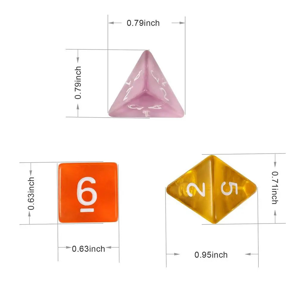 7 шт./компл. Прозрачный Многогранные смешанные Цвет набор Игральный костей для Подземелья и Драконы настольные игры Pathfinder D& ролевые(D4 D6 D8 D10 D12 D20 D