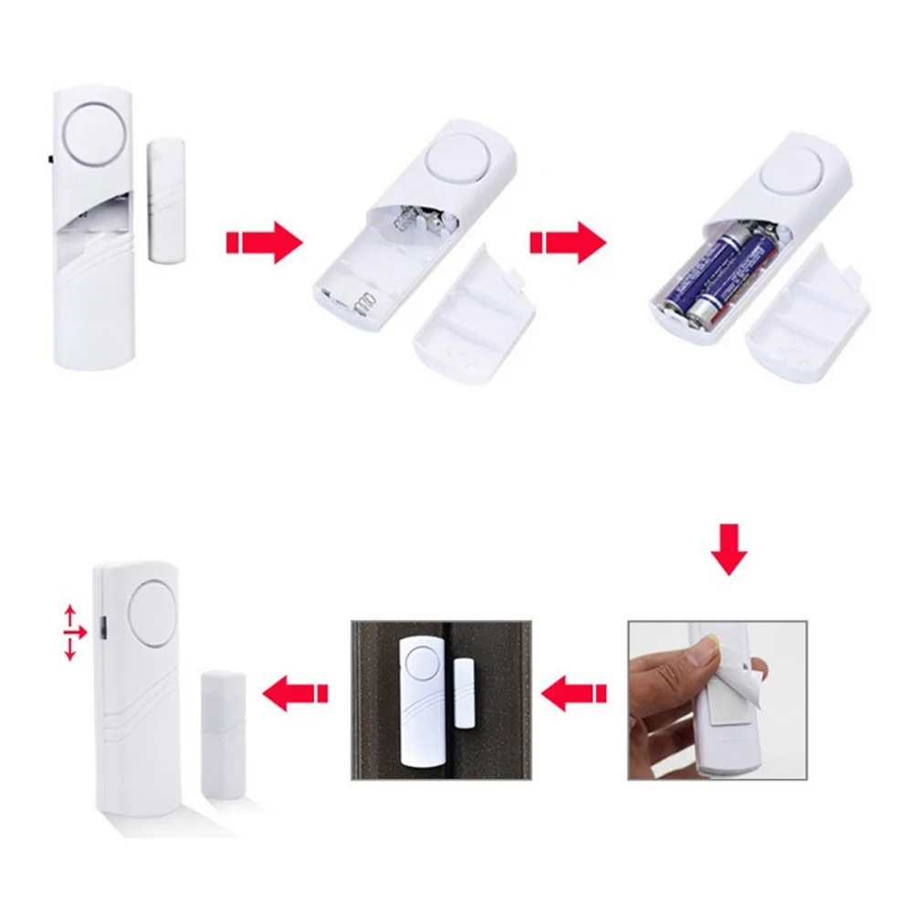 Door and Window Security Alarm Wireless Time Delay Alarm Magnetic Triggered HC