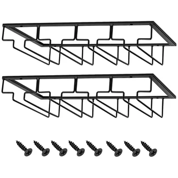 

New Wine Glasses Rack Under Cabinet Stemware Rack, Wine Glass Hanger Rack Wire Wine Glass Holder Storage Hanger 2 Pack