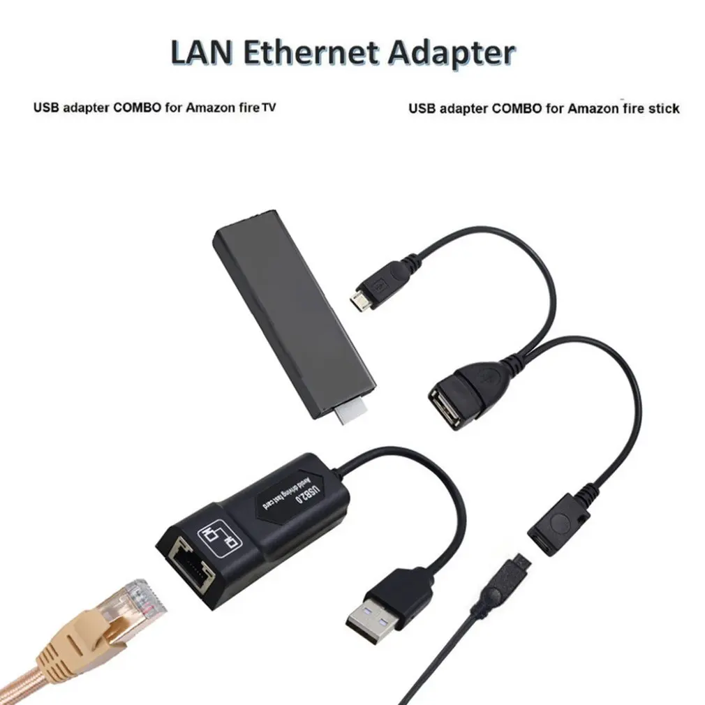 LAN Ethernet адаптер для AMAZON FIRE tv 3 или STICK GEN 2 или 2 stops buffering