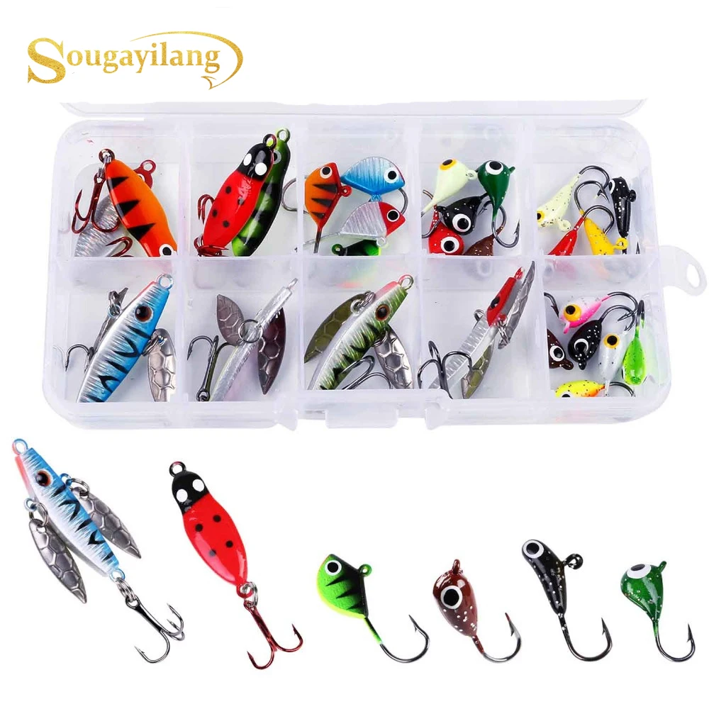 Sougayilang высокое качество ледяные рыболовные крючки Combo27Pcs кривошипный колючий рыболовный крючок с коробкой набор стальных различных рыболовных крючков аксессуары