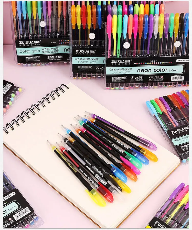 12-48 Pcs Colored Gel Pens Set Kawaii Pen Manga Scrapbook Journaling  Ballpoint 1.0 Mm Stationery - Gel Pens - AliExpress