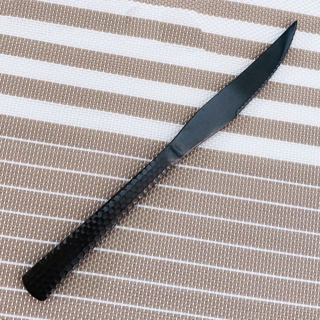 Full Hammered Black Tableware 304 Stainless Steel Luxury Cutlery Set Steak Knife Teaspoons Forks for Home Kitchen Utensils Steak Knife
