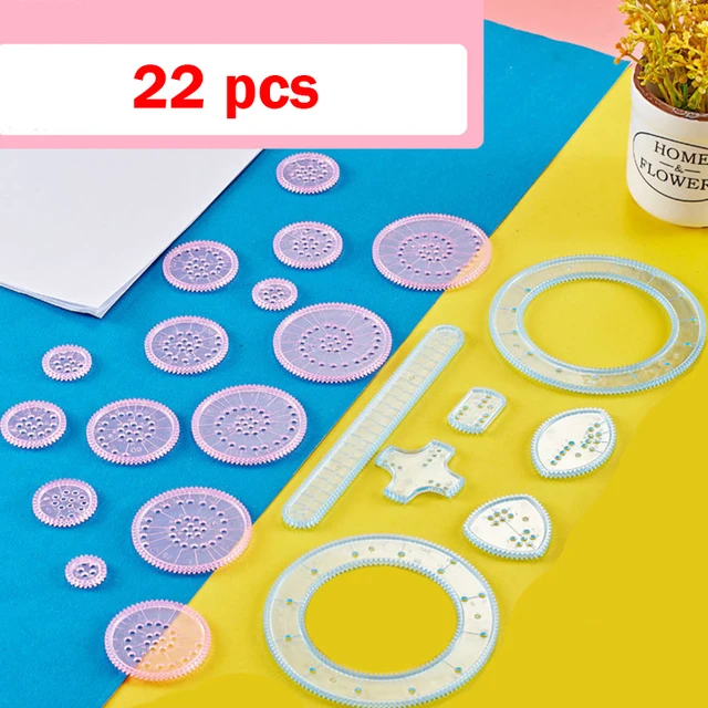 22pcs Spirograph Drawing Toys Set Interlocking Gears Wheels Painting Drawing Accessories Creative Educational Toy Spirographs 5