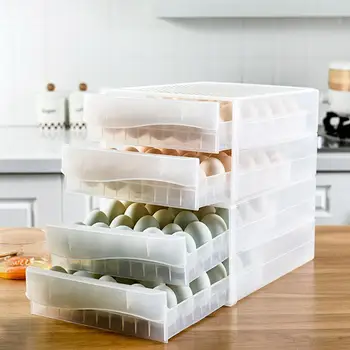 

Household 60 Lattice Egg Box Refrigerator Kitchen Double Layer Storage Box Egg Holder Care-Drawer-type Storage Box