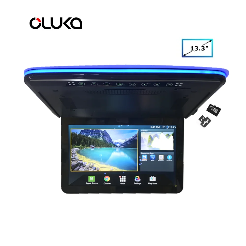 13.3 Inch 1080P Roof Mount Android System 6.0 Version 1+8G Mirror Screen With Phone HDMI USB SD Port Wi-Fi Connection Bluetooth