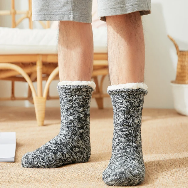 Chaussettes chaussons en coton épais Chaussettes en coton Plus pais pour hommes chaussures d hiver chaudes pour chambre coucher chaussettes de