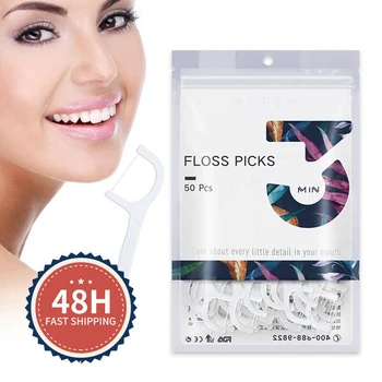 

50Pcs/Lot Disposable Dental Flosser Interdental Brush Teeth Stick Toothpicks Floss Pick Oral Gum Teeth Cleaning Care