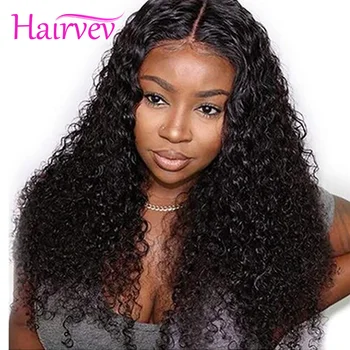 

Hairvev 4 *4 Lace Closure Human Hair Wigs Indian Lace Closure Wigs For Black Women Kinky Curly Wigs Remy Hair wigs With Baby Hai