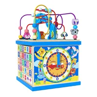Wooden Bead Maze Activity Play Cube Activity Center Learn Puzzle Toy Colorful Wooden Bead Maze Roller Coaster Activity Cube Toys 1
