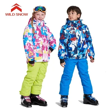 

Warm Kids Ski Suit Boys Girls Ski Jacket Pants Set Waterproof Windproof Snowboarding Jacket Winter Children's Skiing Suit