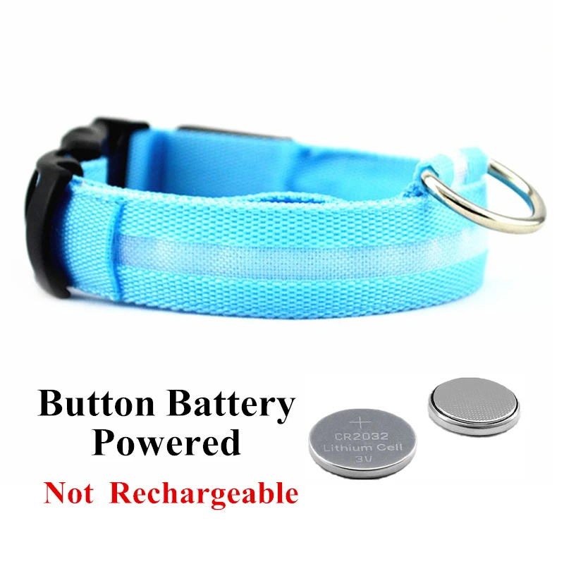 Blue Battery USB Перезаряжаемый светодиод для домашних собак светящийся ошейник для домашних животных светящееся мигающее ожерелье для прогулок на открытом воздухе ошейник безопасности для собак товары для домашних животных - Цвет: Blue Battery
