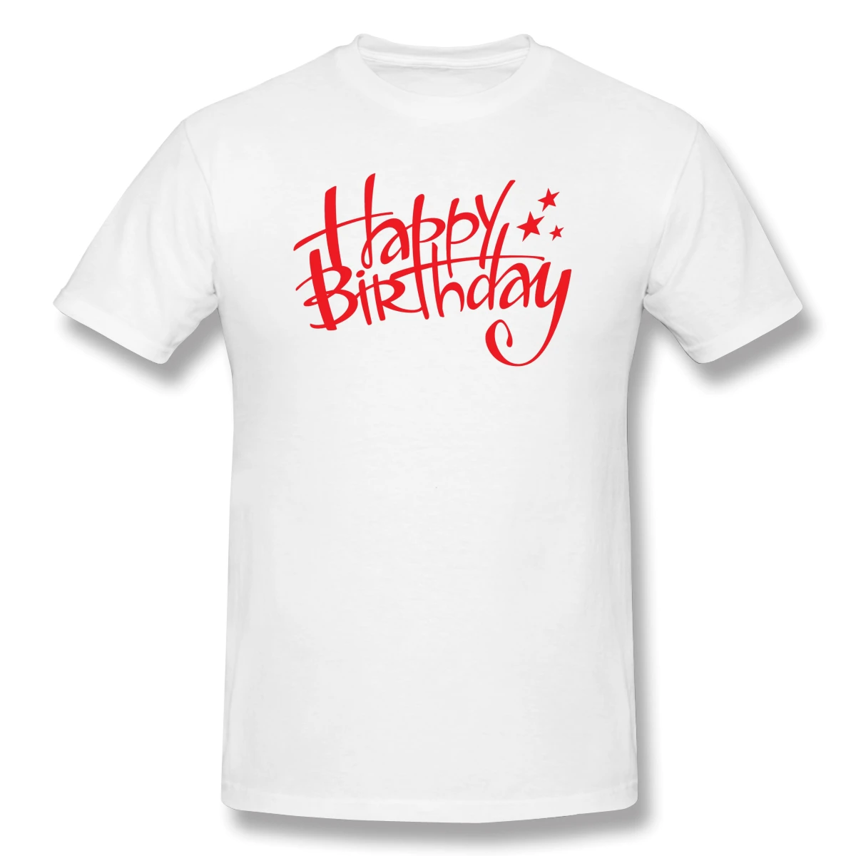 

Red Happy Birthday print casual mens o-neck Harajuku t shirts and fashion Men's Basic Short Sleeve T-Shirt