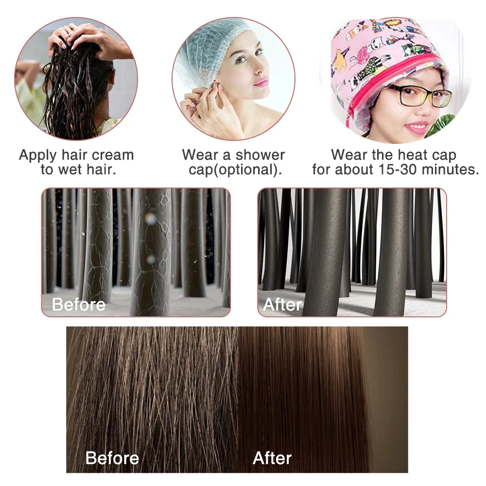 Women Hair Steamer Steamer Nourishing Thermal Dyeing 3 Modes Adjustable Electric Hair Care Heating Cap Care Styling Tool