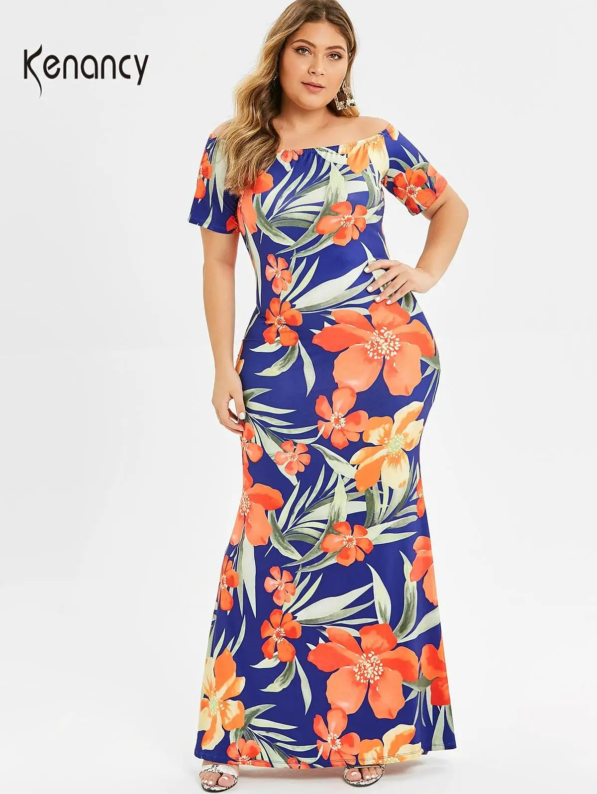 Kenancy Женское Платье макси с открытыми плечами летнее пляжное богемное платье