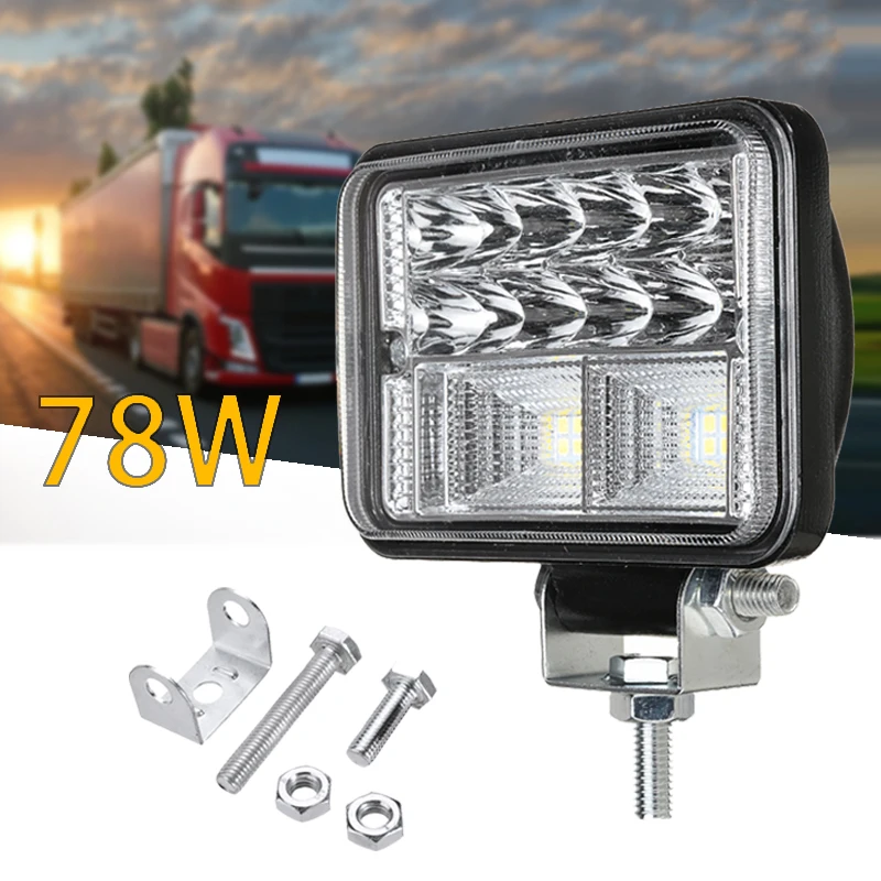 

1pc Car 3030 26 LED 78W Work Light 4'' Large Field For Car Truck Boat Off-road Front Headlights