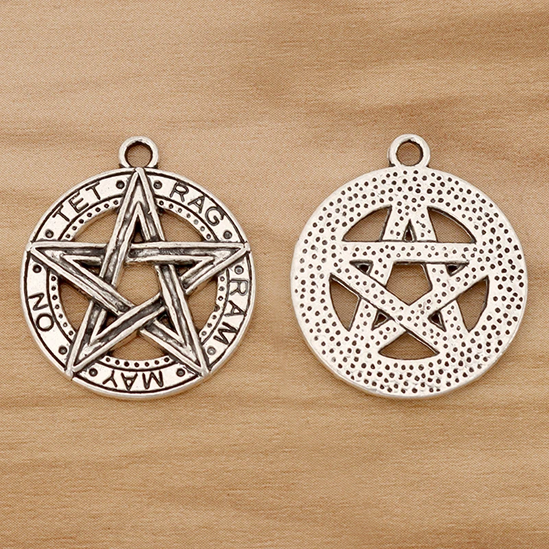 Free Ship!30pcs Tibet Silver Pagan Wicca Gothic pentagram Charms Pendant 25x20mm 